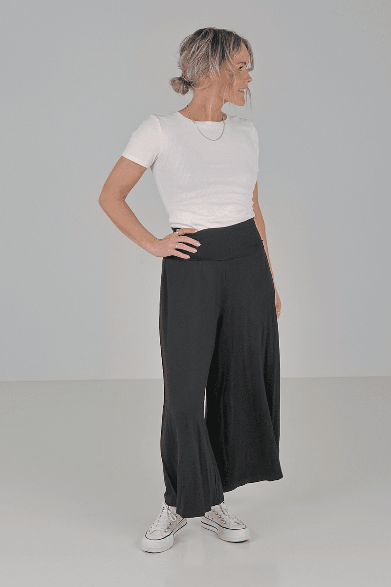 Black high water wide leg pants Liv from ko:ko norway