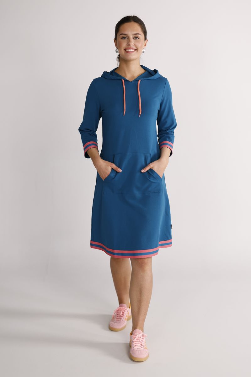 Dagny petrol and coral dress