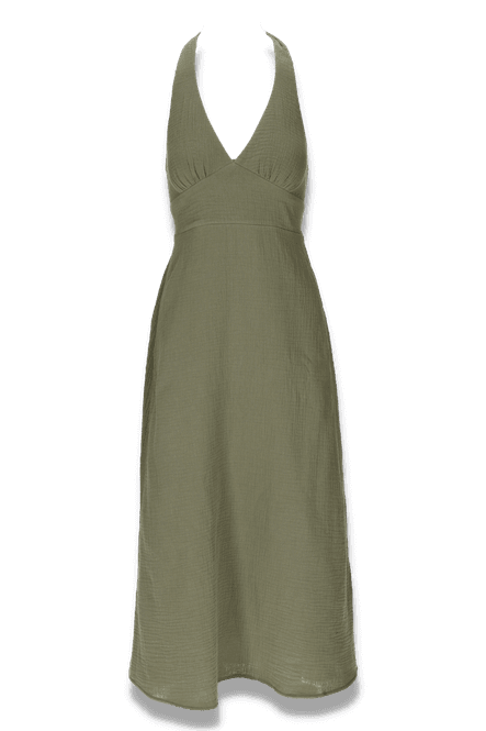 Main Image Babette khaki halterneck dress