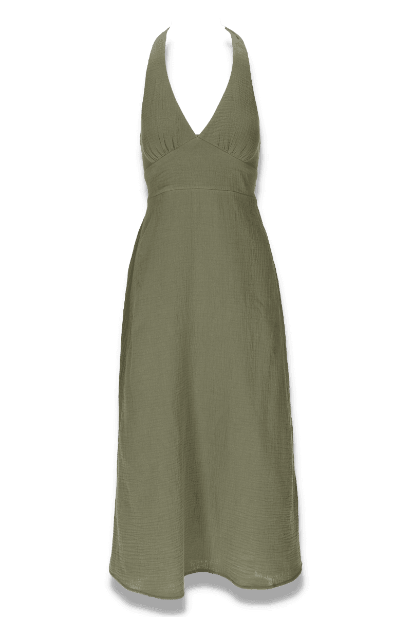 Babette khaki halterneck dress