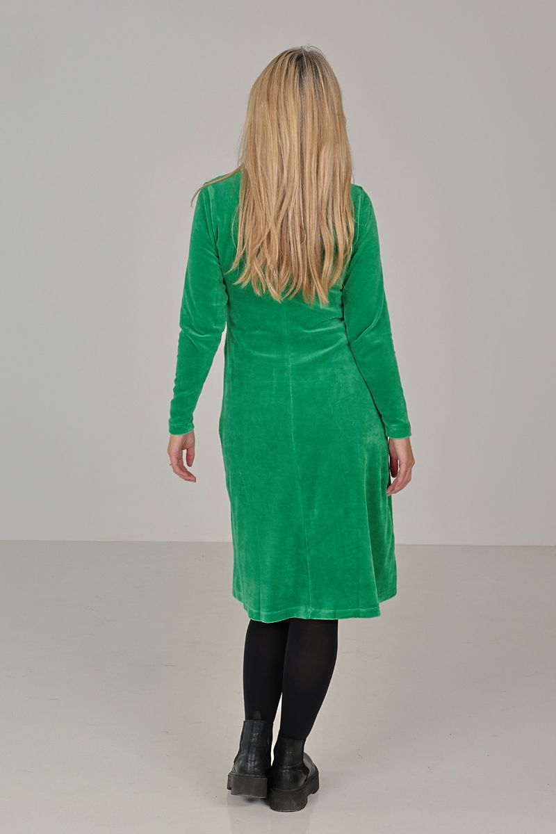 Barbro basic dress in green velour