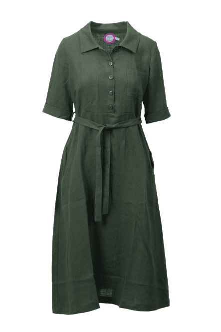 Main Image Pernilla linendress in cumbugreen