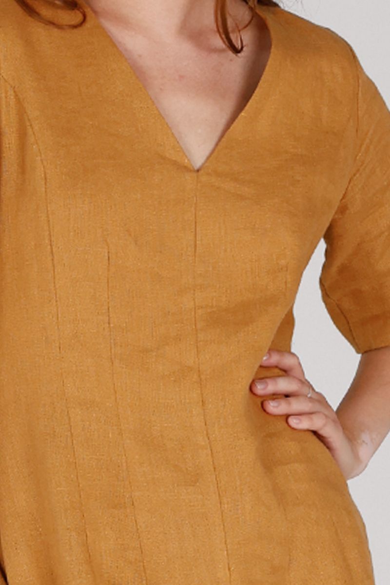 Heidi nugat linnen dress