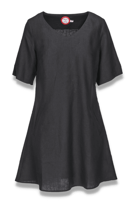 Main Image Theresa black short linnen dress