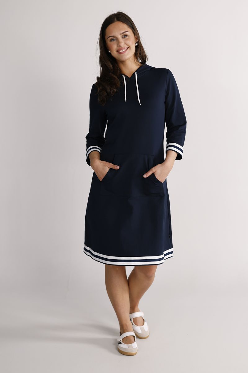 Dagny navy-blue and white dress