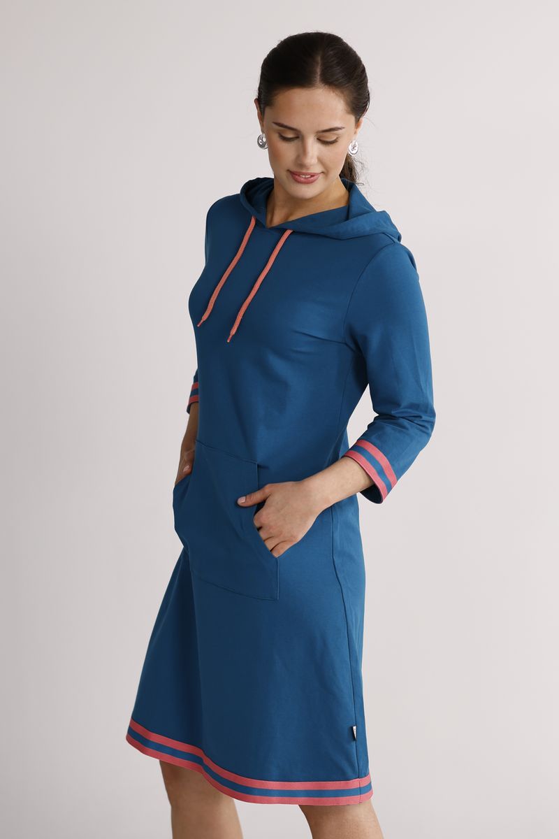 Dagny petrol and coral dress