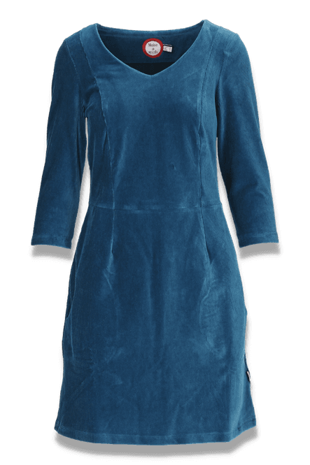 Main Image Annelise petrol blue babycord dress