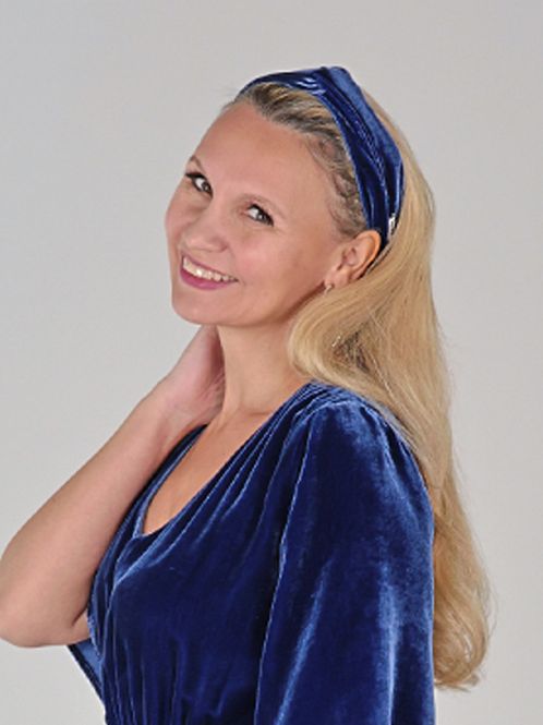 Main Image Berte hairband blue silk velvet 