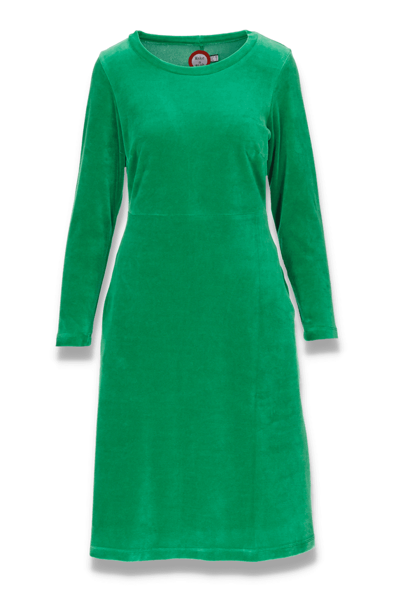 Barbro basic dress in green velour